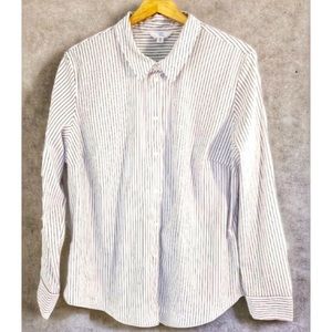 Time & Tru Women’s Black & White Stripe Button Down Shirt, Plus Size XXL/20